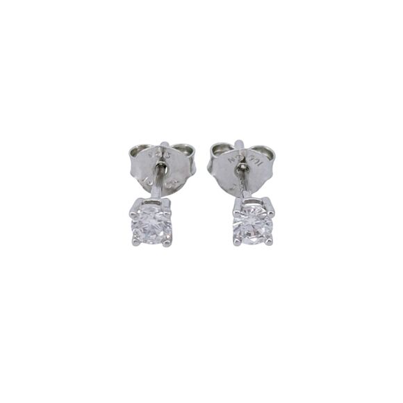Vintage IBB Sterling Silver 925 3.1mm Round Cut Cubic Zirconia Stud Earrings - Picture 2 of 5
